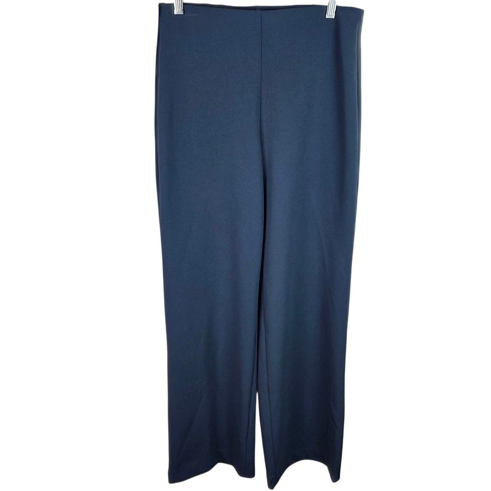 White House Black Market Wide Leg Pants Womens 8 Blue Good High Rise Stretch